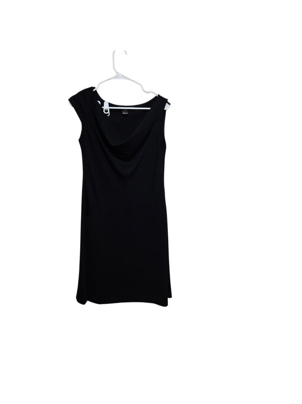 Yansi Fugel Black Cowl Neck Dress Sleeveless Sheath Size 4